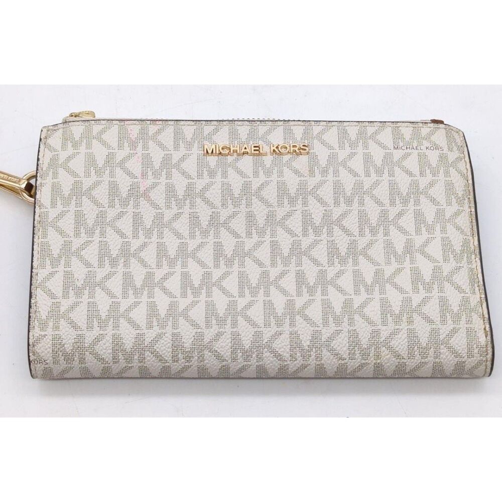 Michael Kors Monogram Jet Set Double Zip Wristlet Wallet.